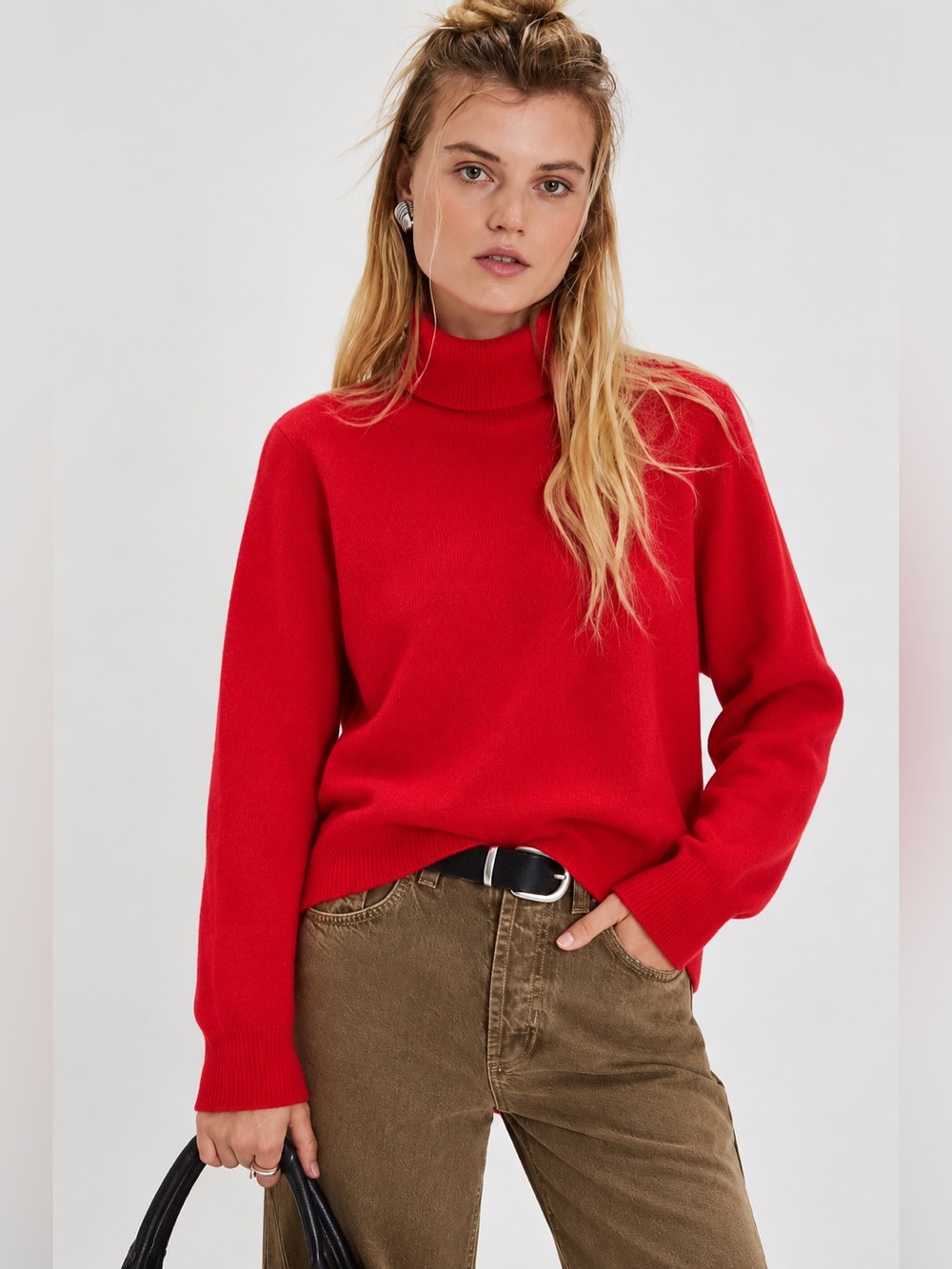 Mossimo Dutti cashmere & wool Red Turtleneck Sweater - Women's Classic Knit